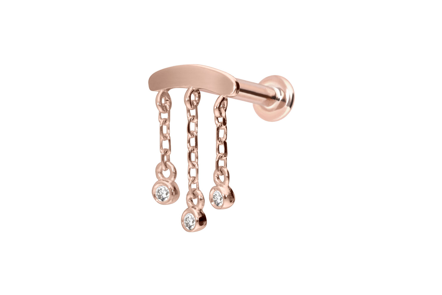 14 Karat Gold Labret Piercing mit Innengewinde MOISSANIT-WINDSPIEL